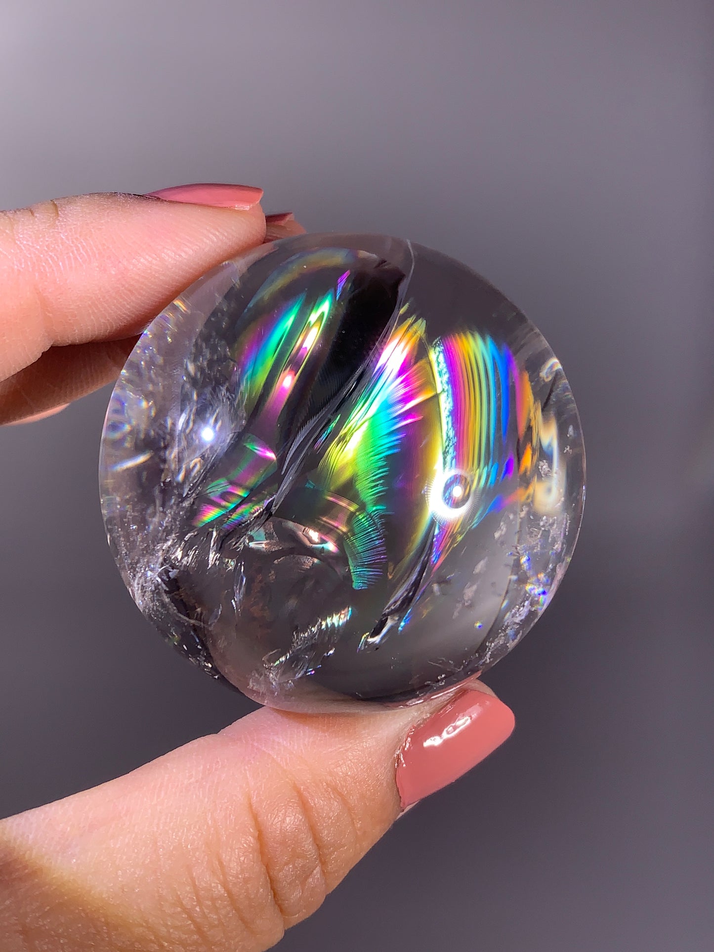 High-Quality Large Clear Quartz Rainbow Sphere from Madagascar