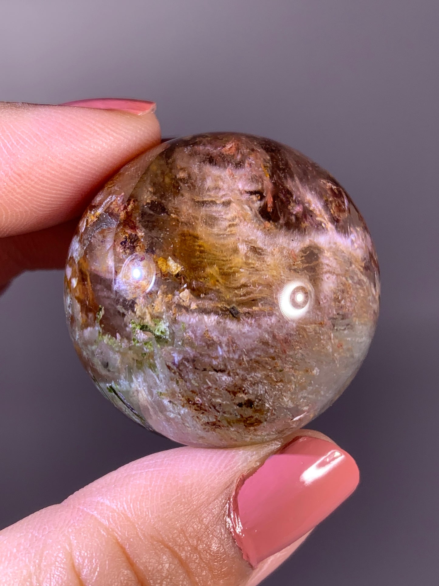 Collector’s Grade Colorful Garden Quartz Sphere with Pink Amphibole & Tourmaline Inclusions from Zambia