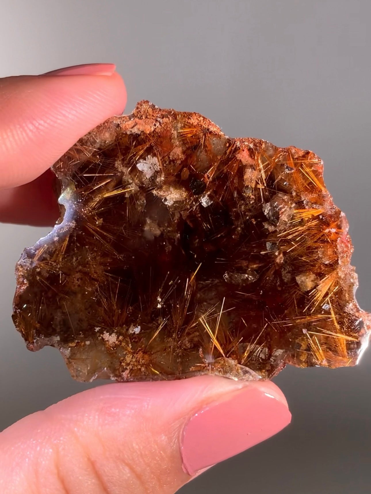 Rare Unique Star Rutile with Quartz-in-Quartz (Manifestation) in Polished Smoky Quartz