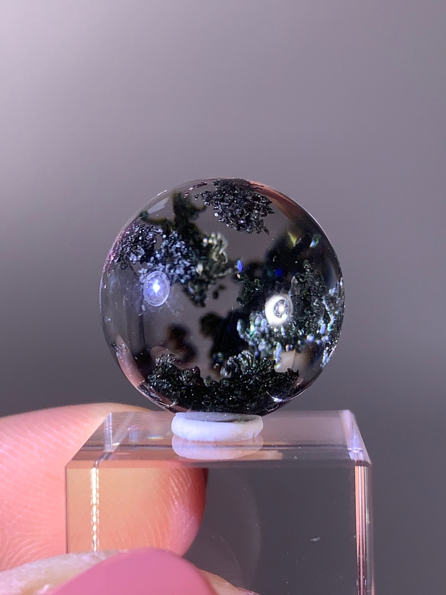 High-Quality Deep Green Noodle Formation Garden Quartz Sphere from Brazil