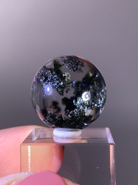 High-Quality Deep Green Noodle Formation Garden Quartz Sphere from Brazil