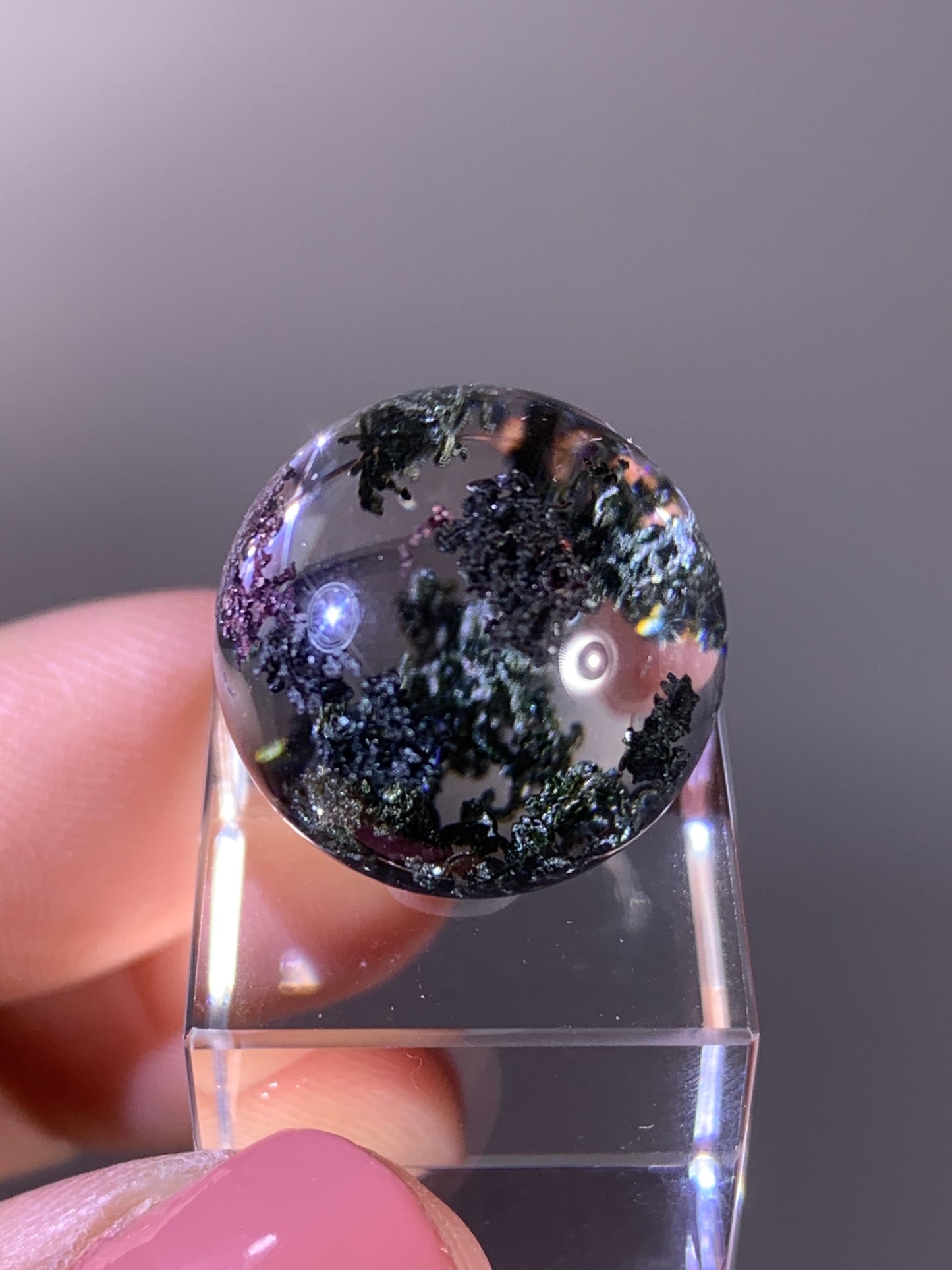 High-Quality Deep Green Noodle Formation Garden Quartz Sphere from Brazil
