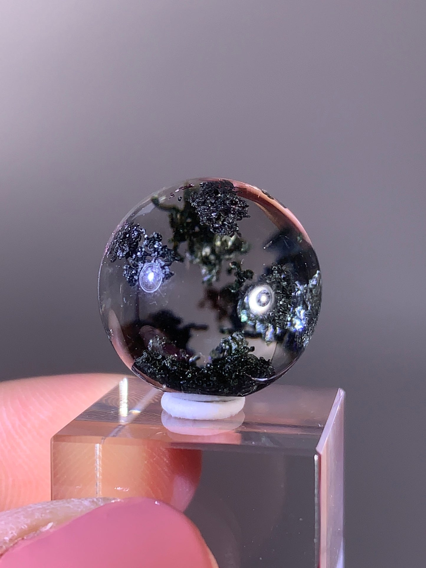 High-Quality Deep Green Noodle Formation Garden Quartz Sphere from Brazil