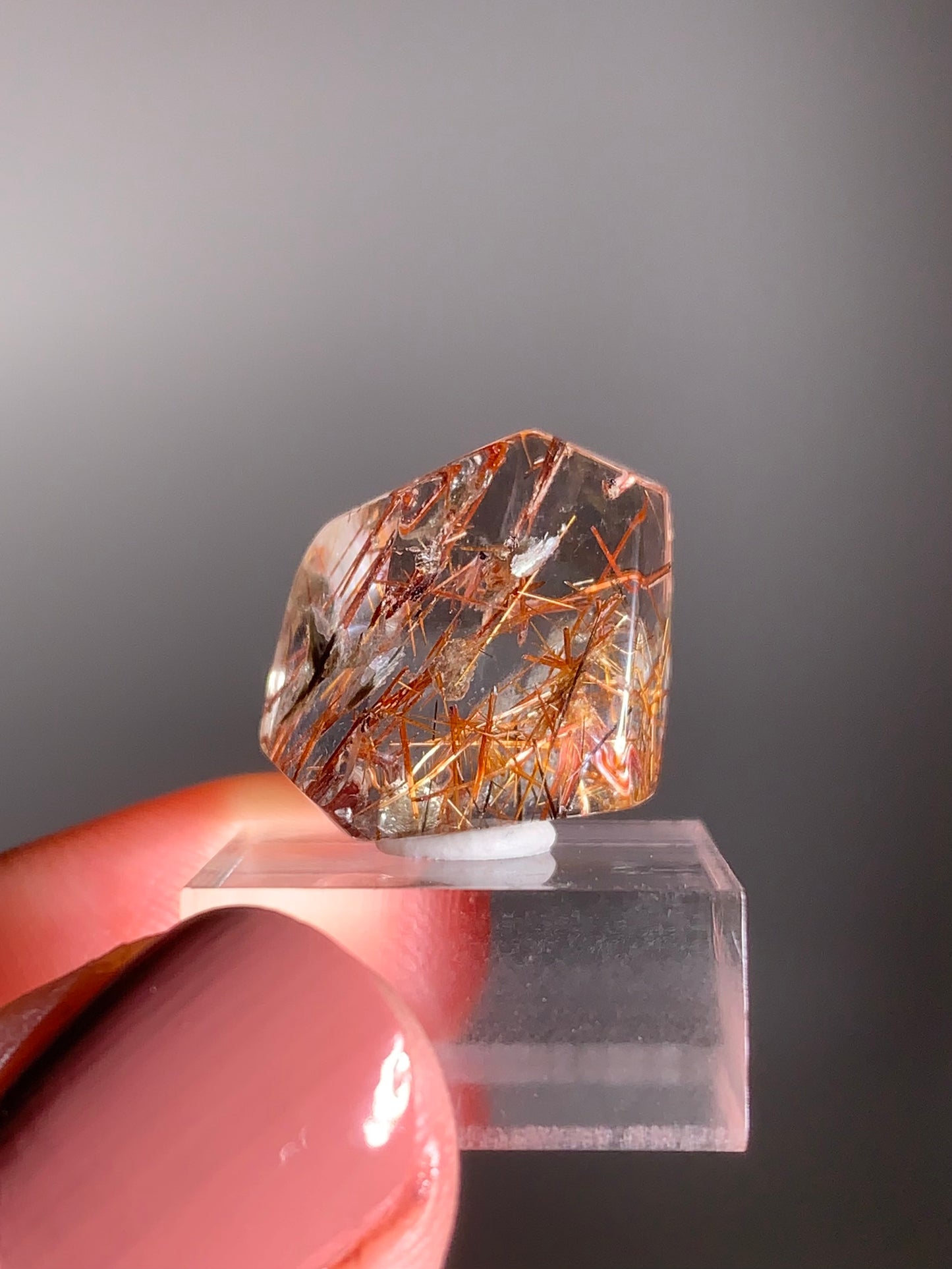 Madagascar Polished Red Copper Rutile with Shimmery Mica