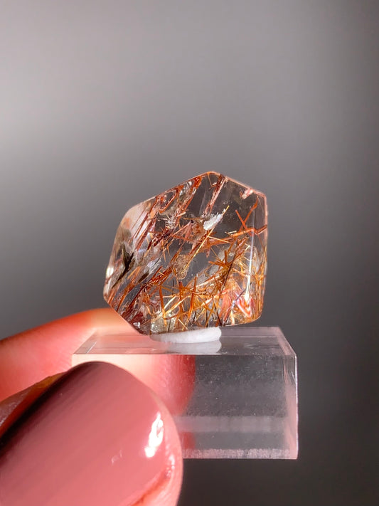 Madagascar Polished Red Copper Rutile with Shimmery Mica