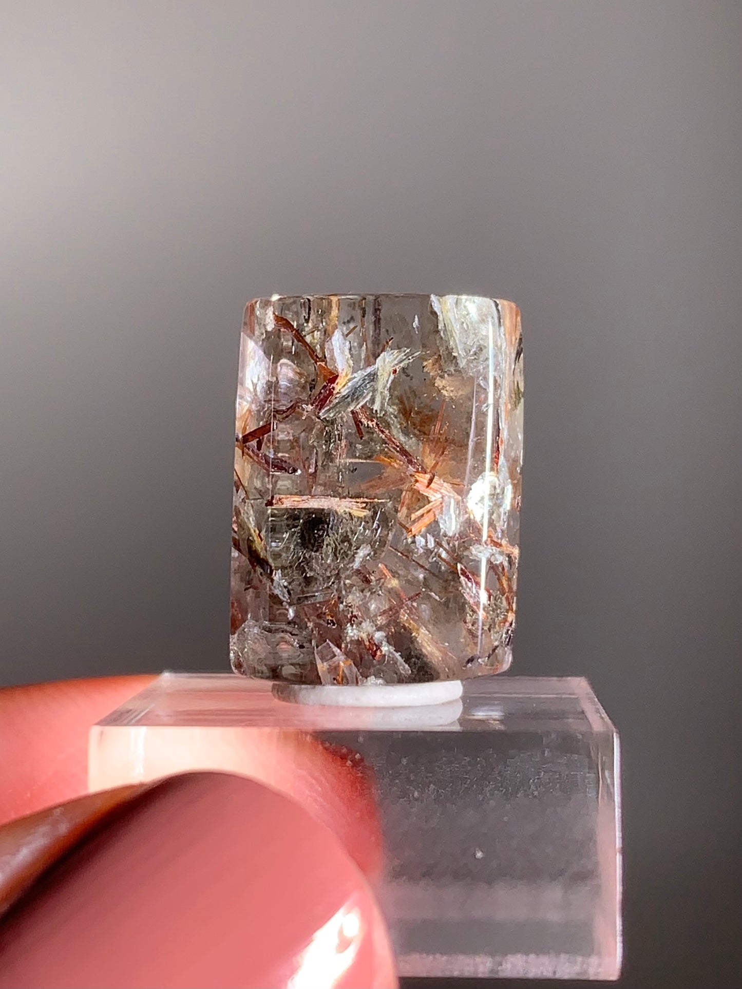 Madagascar Polished Red Copper Rutile with Shimmery Mica