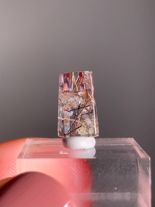 Madagascar Polished Red Copper and Black Rutile with Shimmery Mica