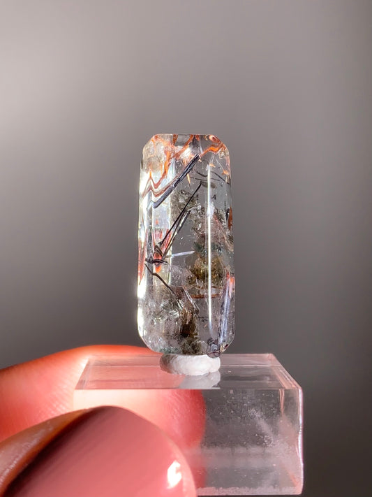 Madagascar Polished Red Copper and Black Rutile with Shimmery Mica
