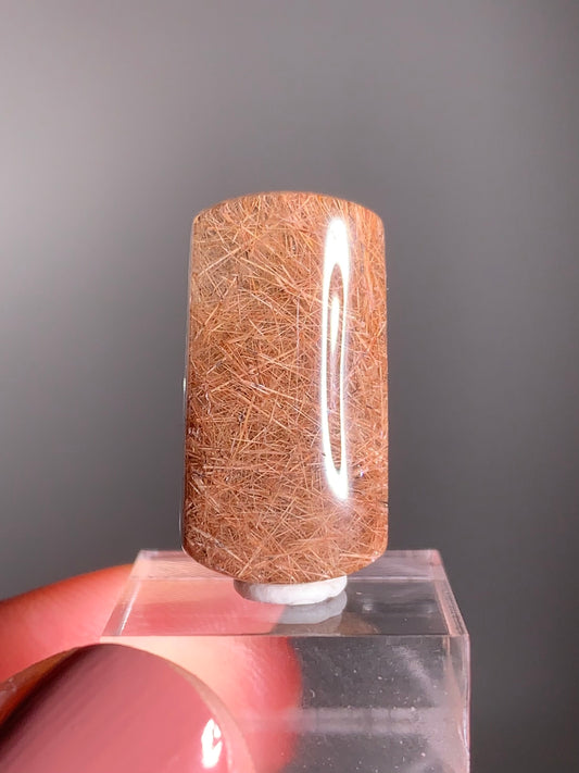 Rare Madagascar Polished Pink Nude Rutile with Green Lodolite Inclusion