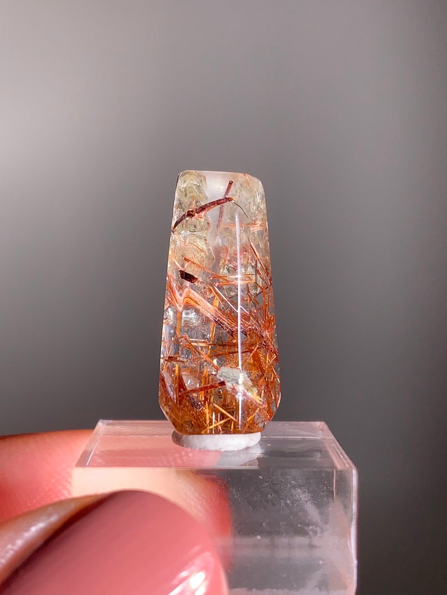 Madagascar Polished Red Copper Rutile with Shimmery Mica