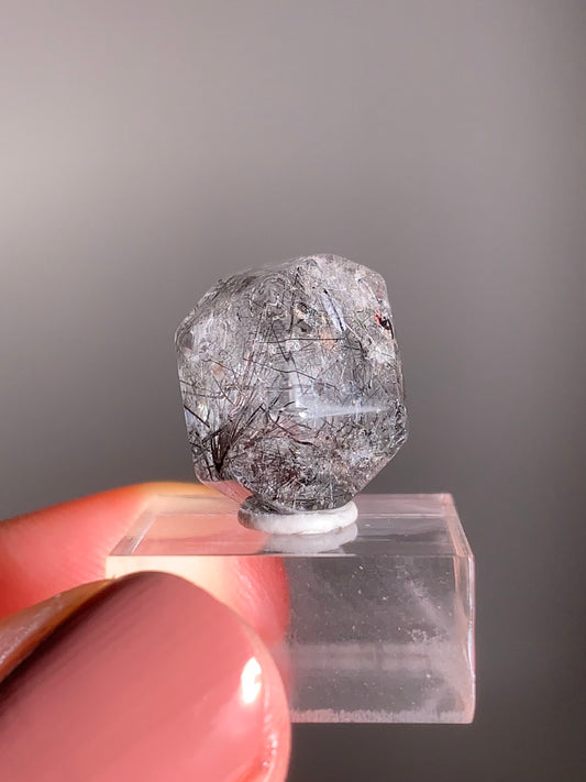 Madagascar Polished Silver and Black Rutile with Shimmery Mica