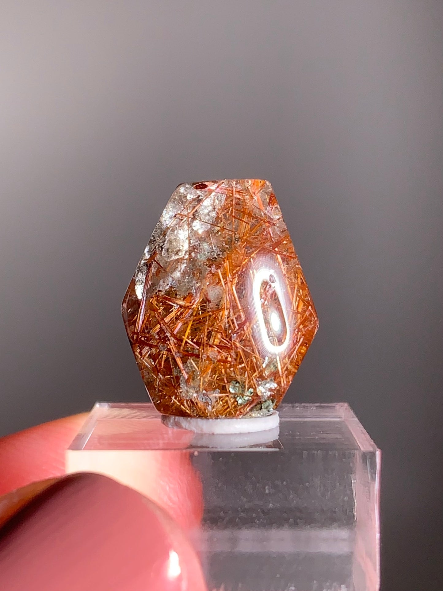 Madagascar Polished Red Copper Rutile with Shimmery Mica