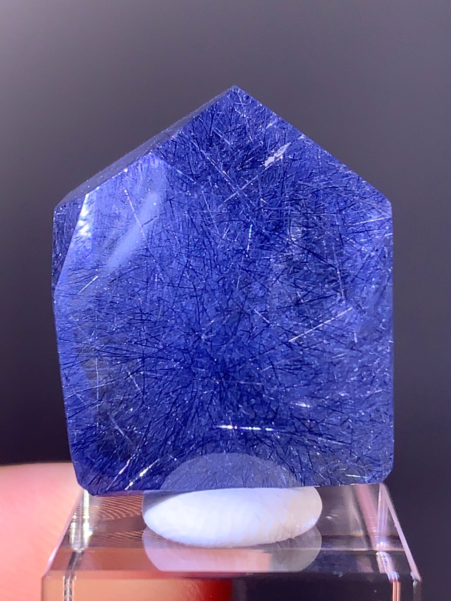 High-Quality Rare Deep Blue Rutile Quartz Polished Freeform from Brazil