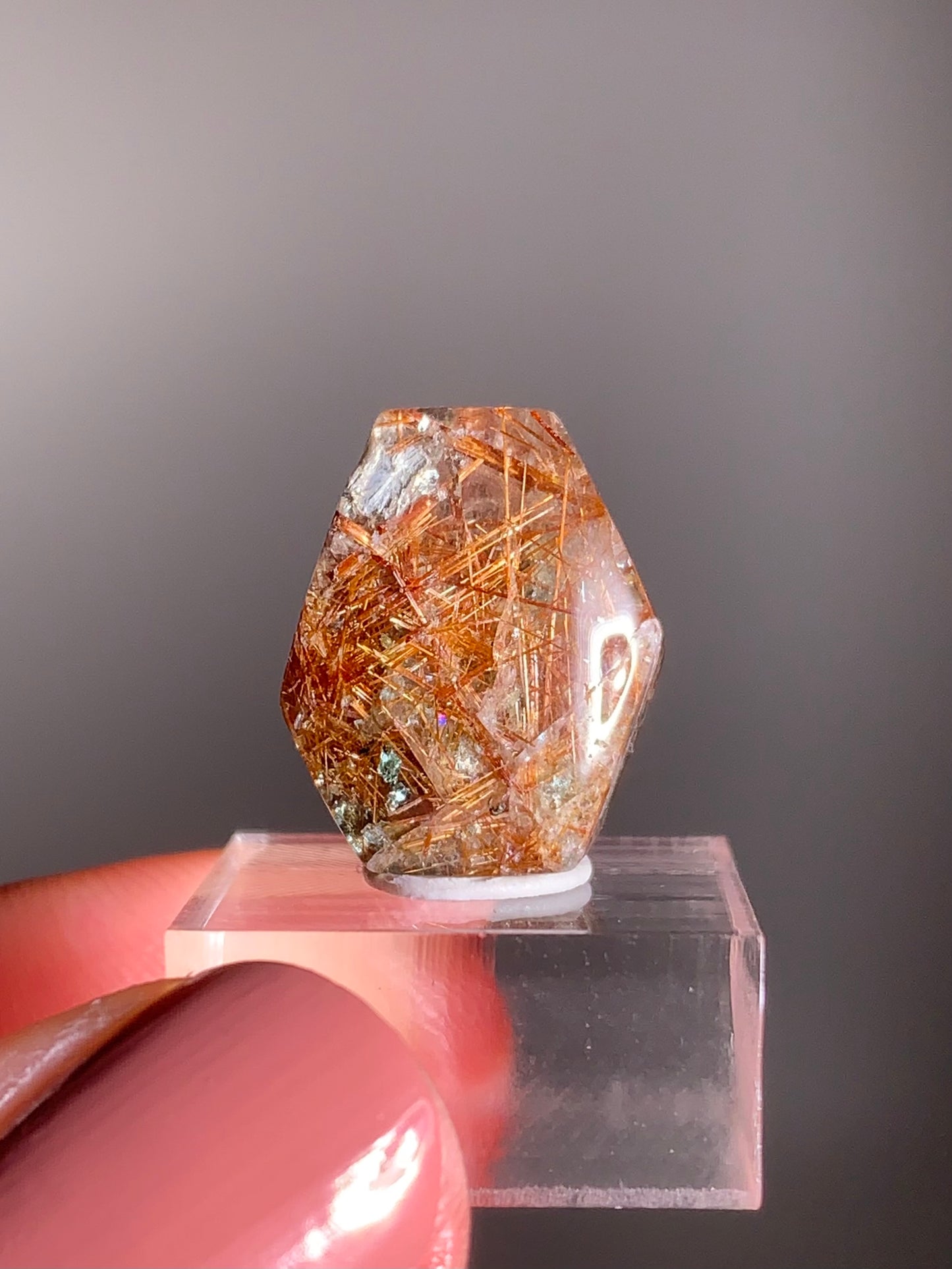 Madagascar Polished Red Copper Rutile with Shimmery Mica