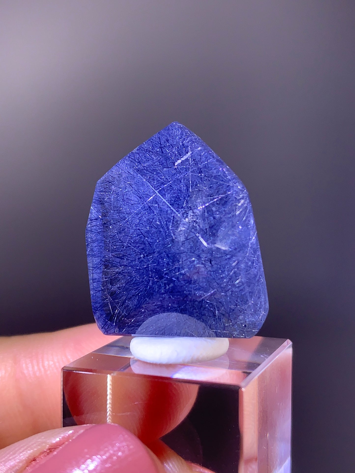 High-Quality Rare Deep Blue Rutile Quartz Polished Freeform from Brazil