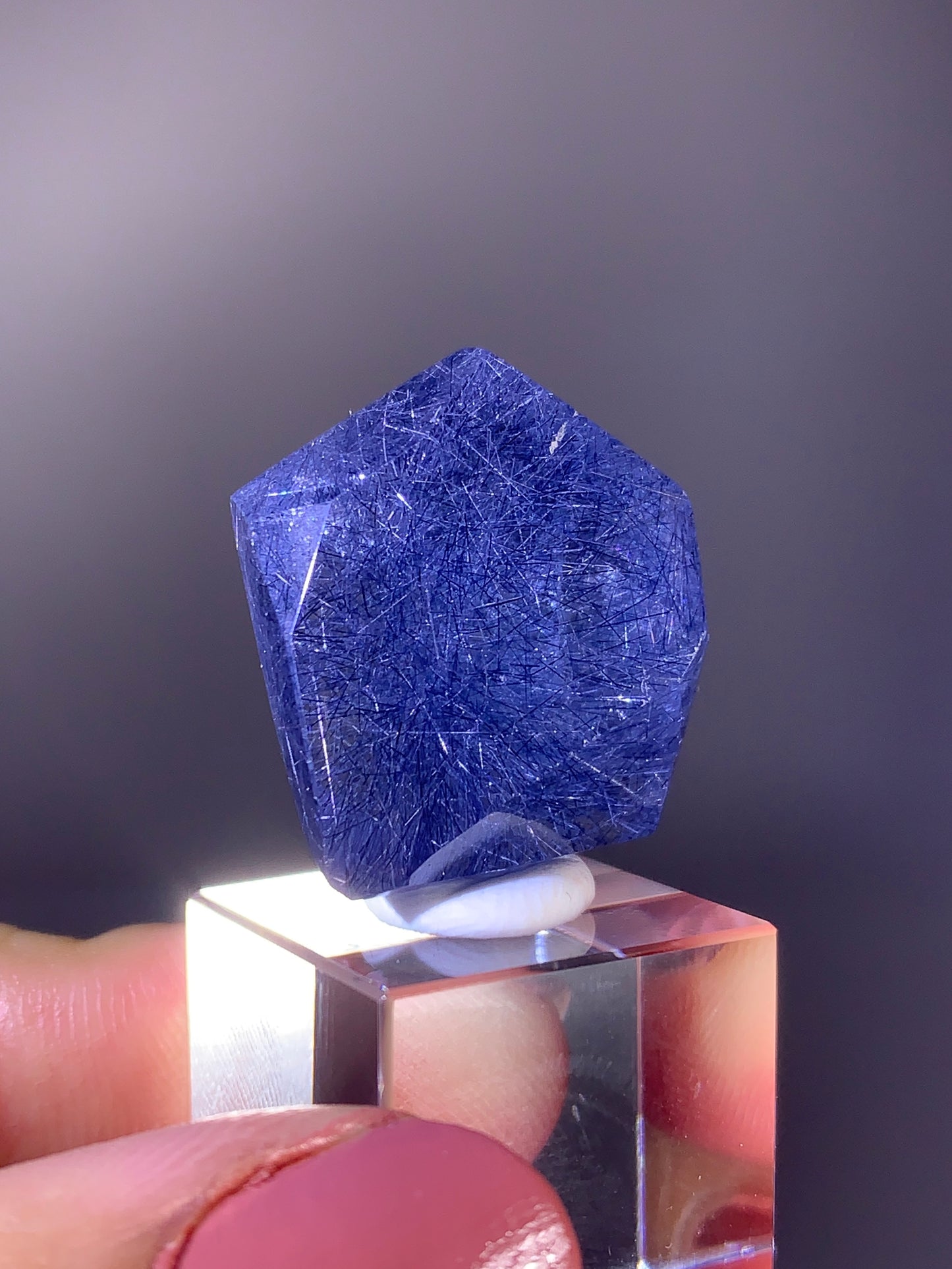 High-Quality Rare Deep Blue Rutile Quartz Polished Freeform from Brazil