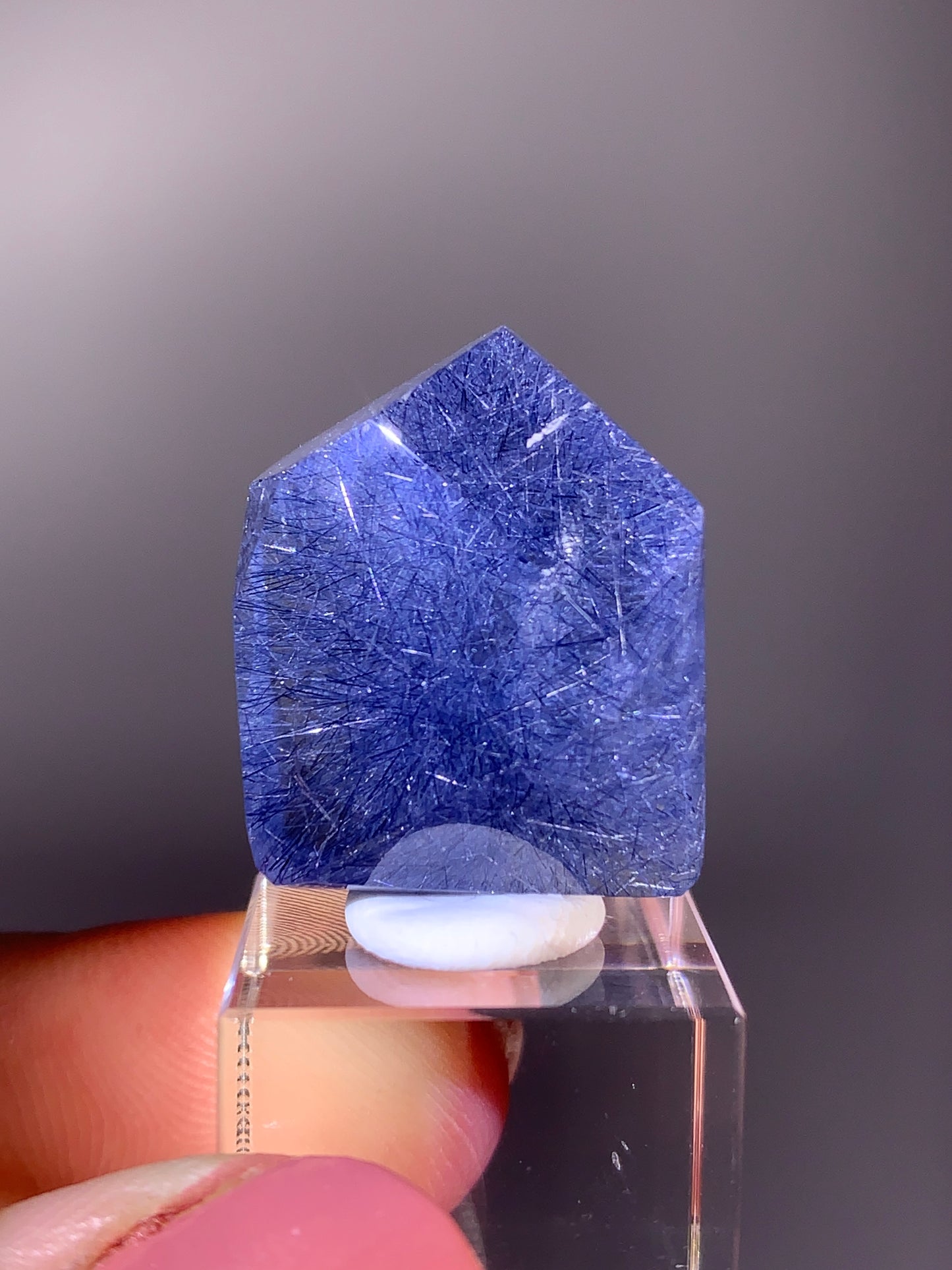 High-Quality Rare Deep Blue Rutile Quartz Polished Freeform from Brazil
