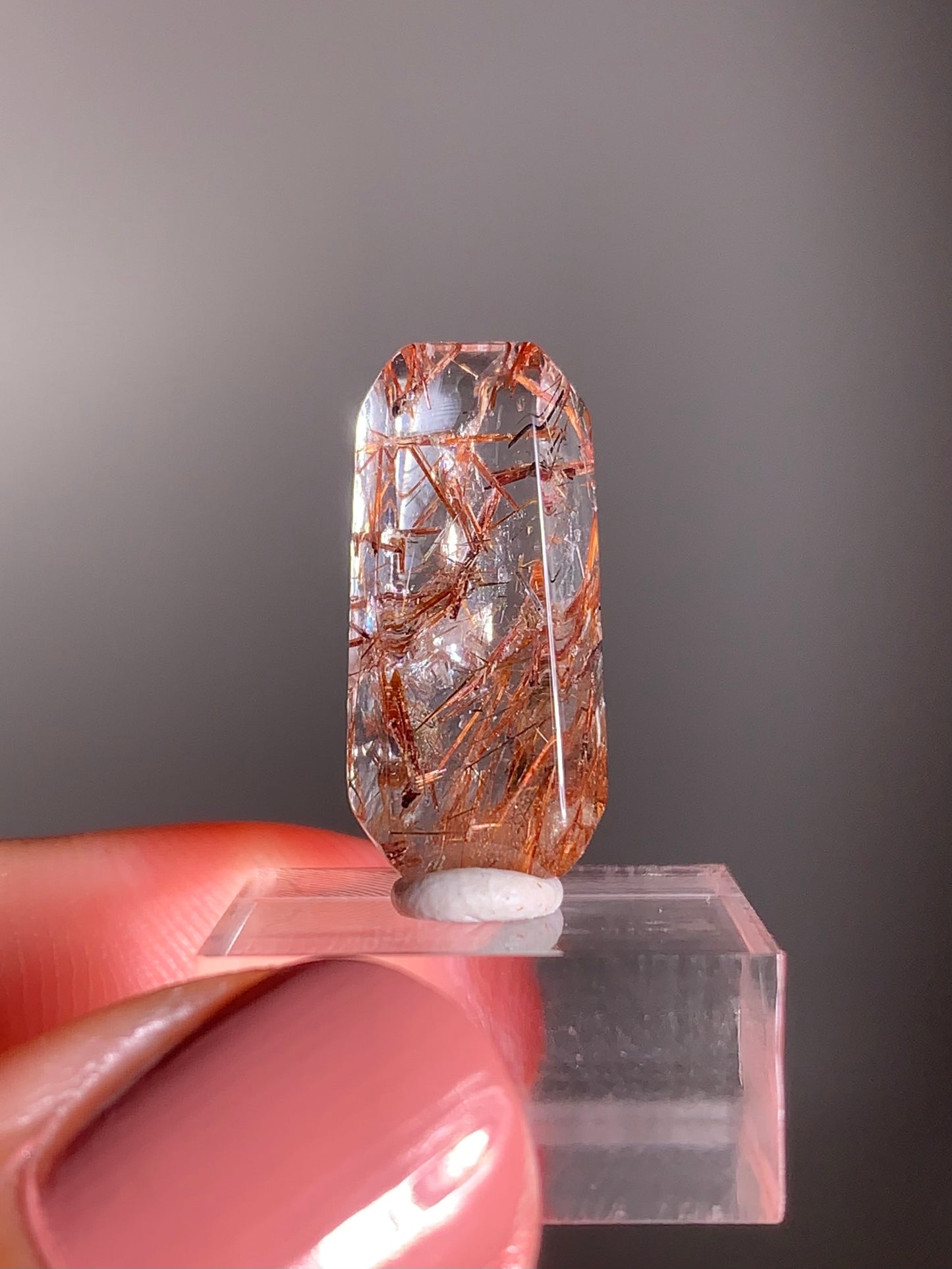 Madagascar Polished Red Copper Rutile with Shimmery Mica