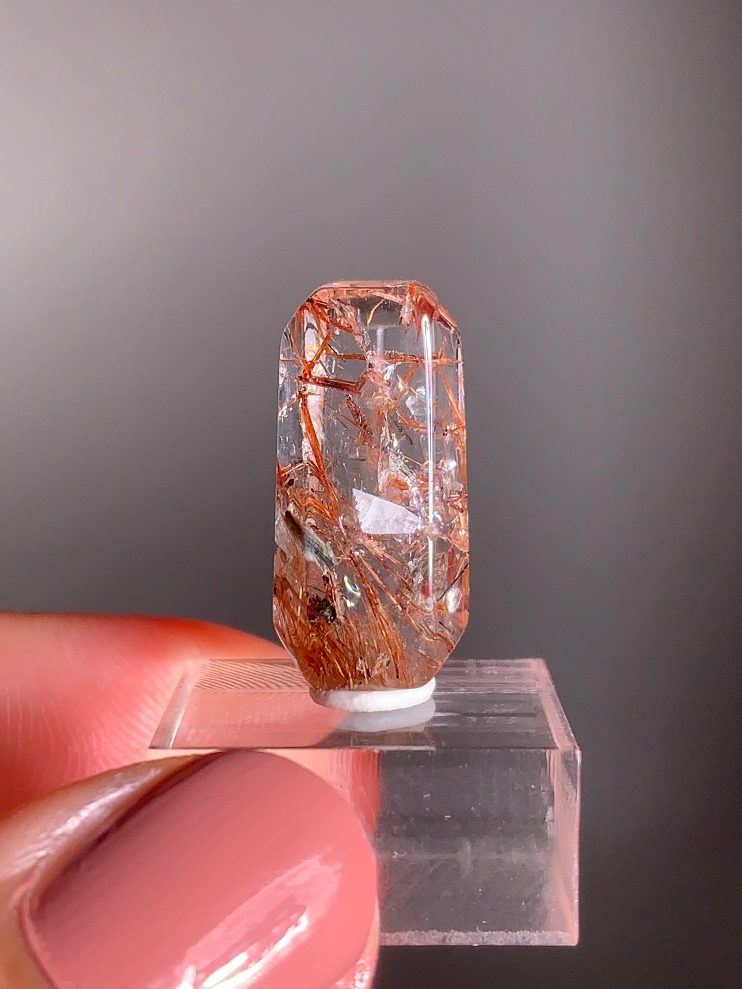Madagascar Polished Red Copper Rutile with Shimmery Mica