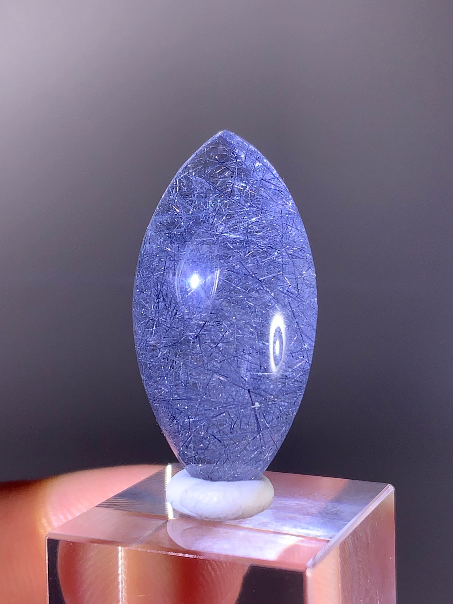 High-Quality Rare Blue Rutile Quartz Polished Cabochon from Brazil