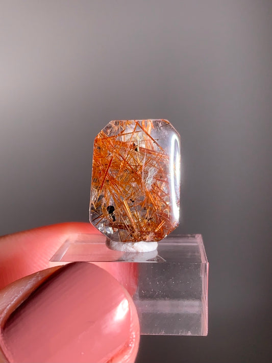 Madagascar Polished Red Copper Rutile with Shimmery Mica