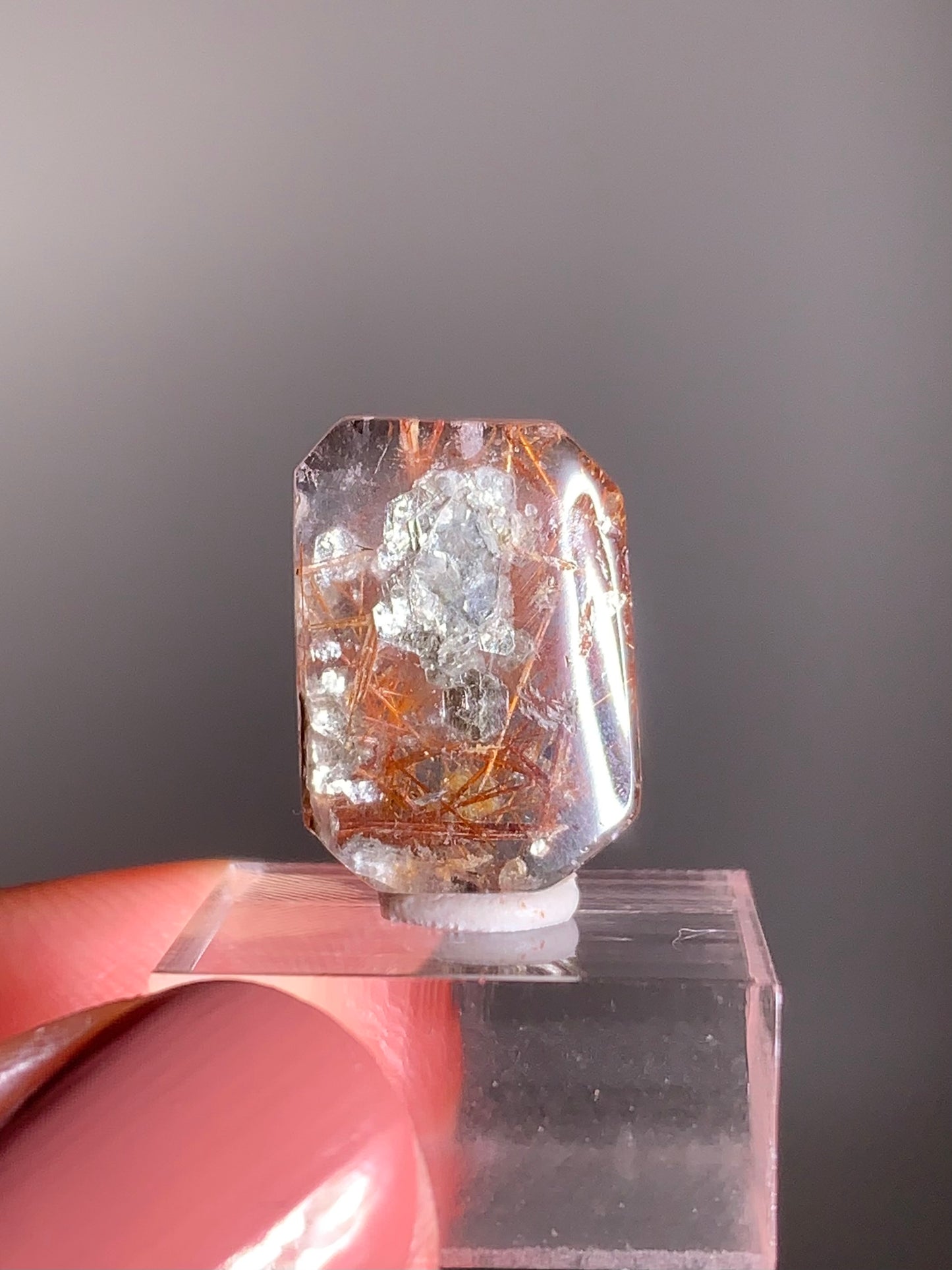Madagascar Polished Red Copper Rutile with Shimmery Mica