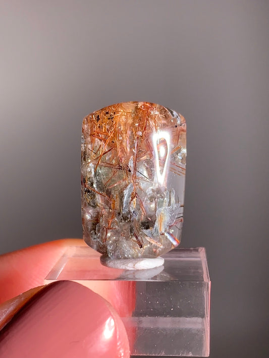 Madagascar Polished Red Copper Rutile with Shimmery Mica