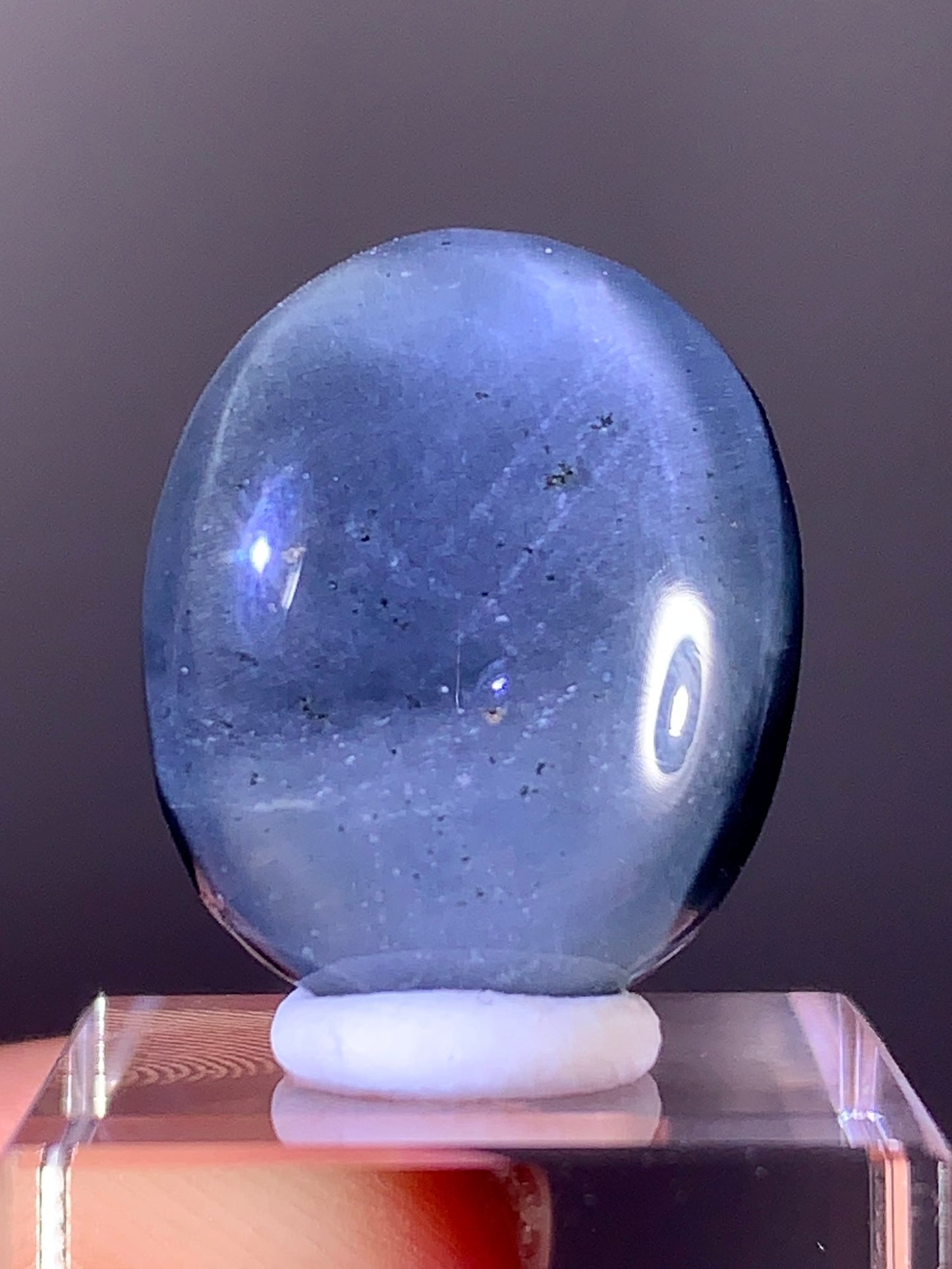High-Quality Blue Amphibole Polished Cabochon from Brazil