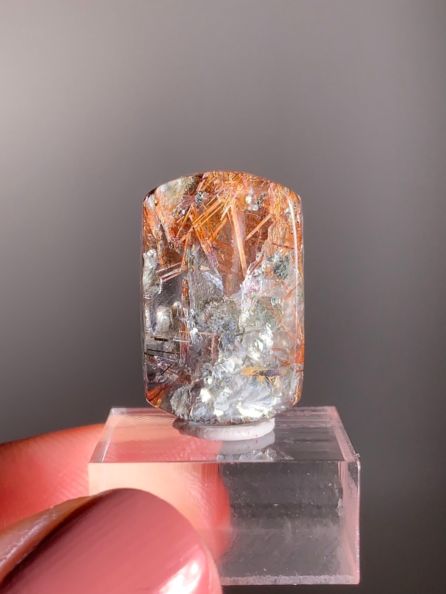 Madagascar Polished Red Copper Rutile with Shimmery Mica