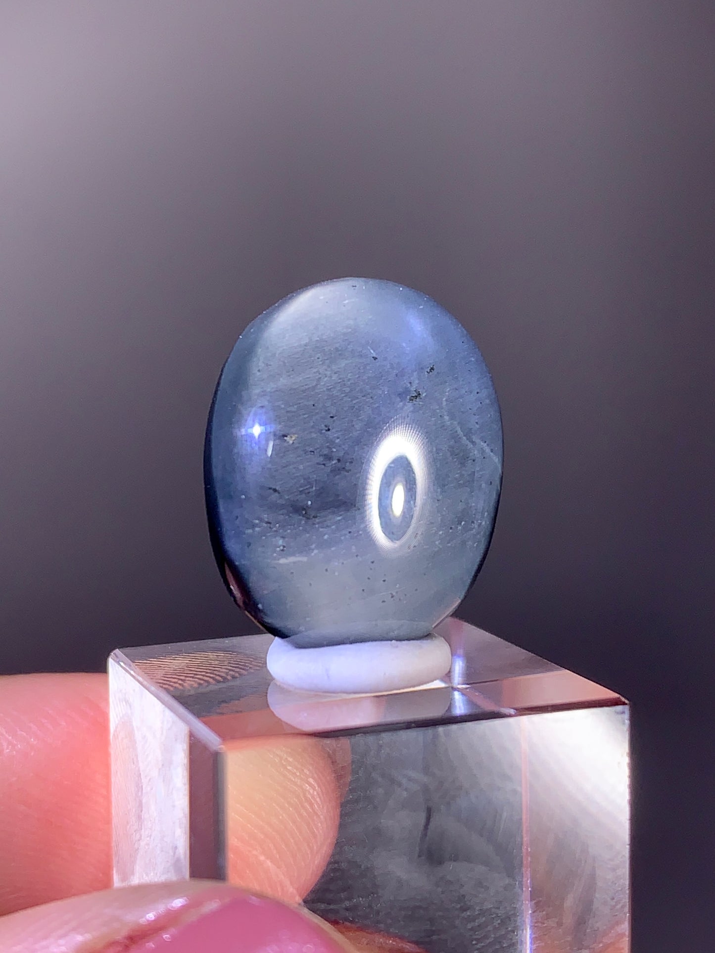 High-Quality Blue Amphibole Polished Cabochon from Brazil