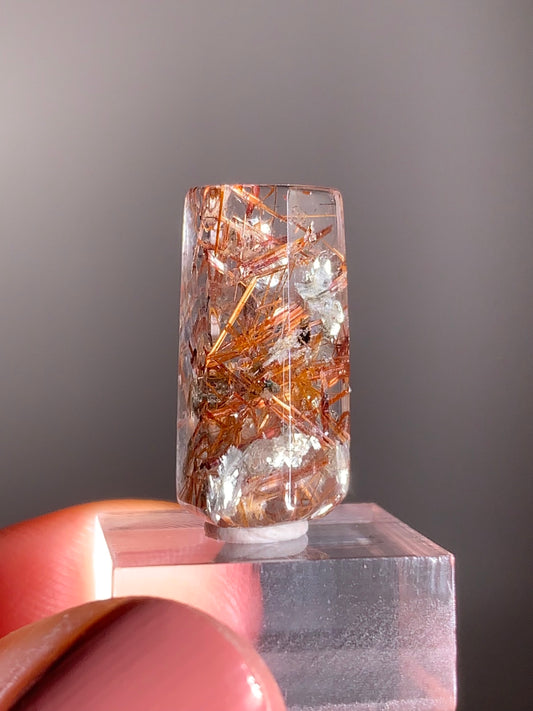 Madagascar Polished Red Copper Rutile with Shimmery Mica