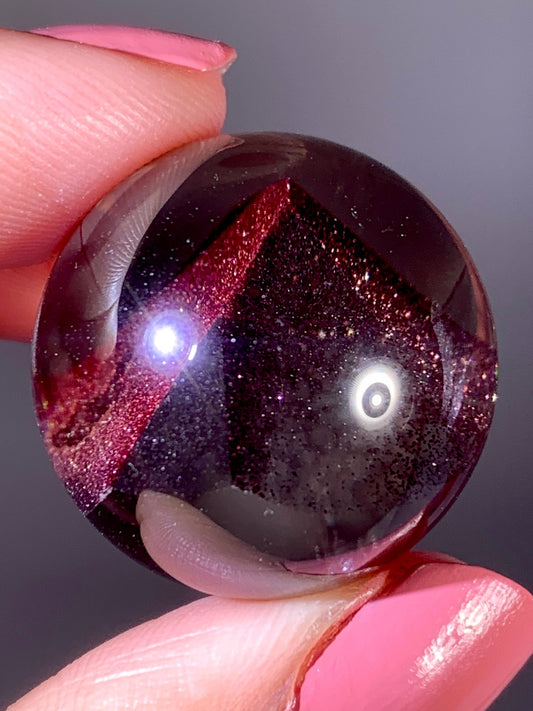 Collector’s Piece Rare Wine-Red Glittery Sand Hematite Phantom Quartz Sphere from Madagascar