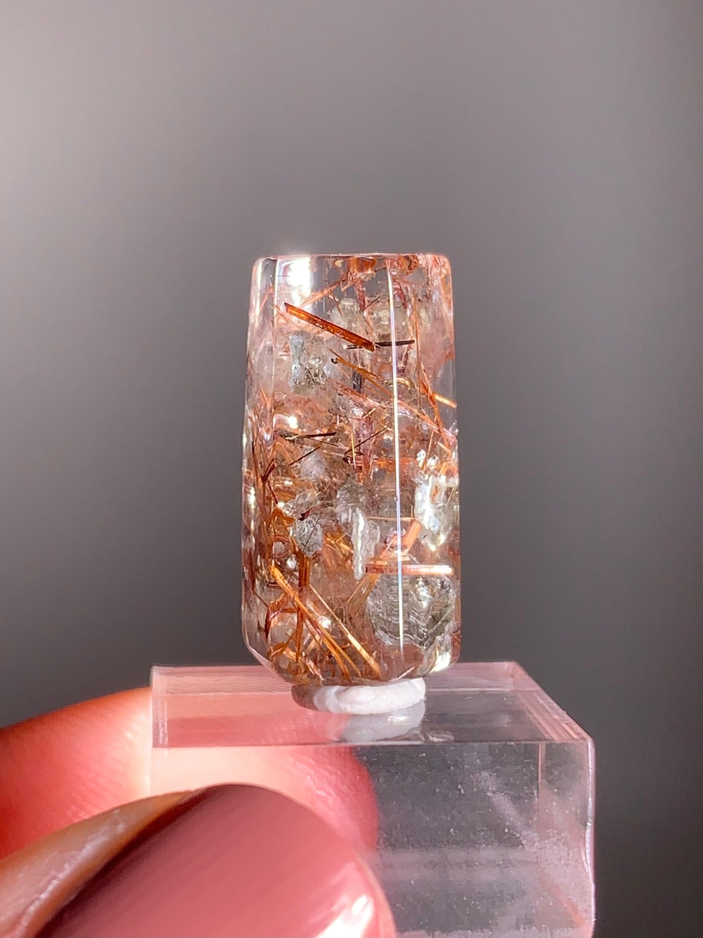 Madagascar Polished Red Copper Rutile with Shimmery Mica