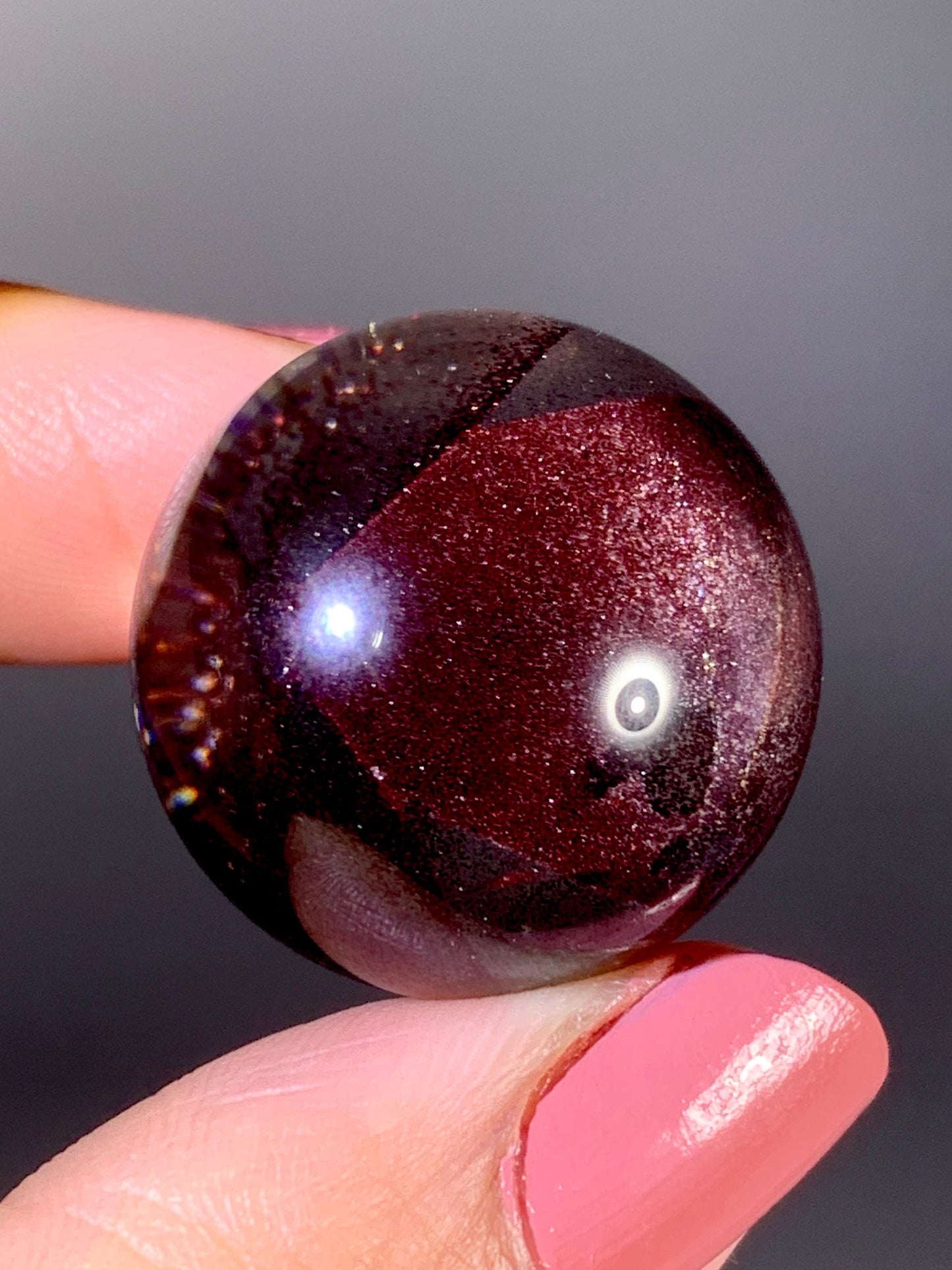 Collector’s Piece Rare Wine-Red Glittery Sand Hematite Phantom Quartz Sphere from Madagascar