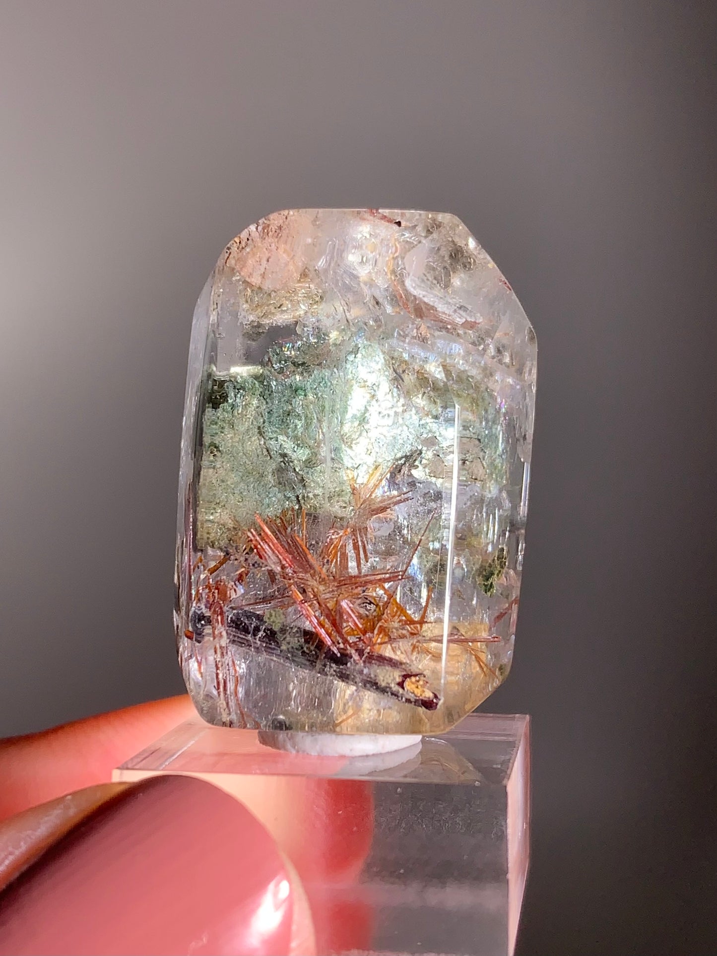 Madagascar Polished Red Copper Rutile with Shimmery Mica