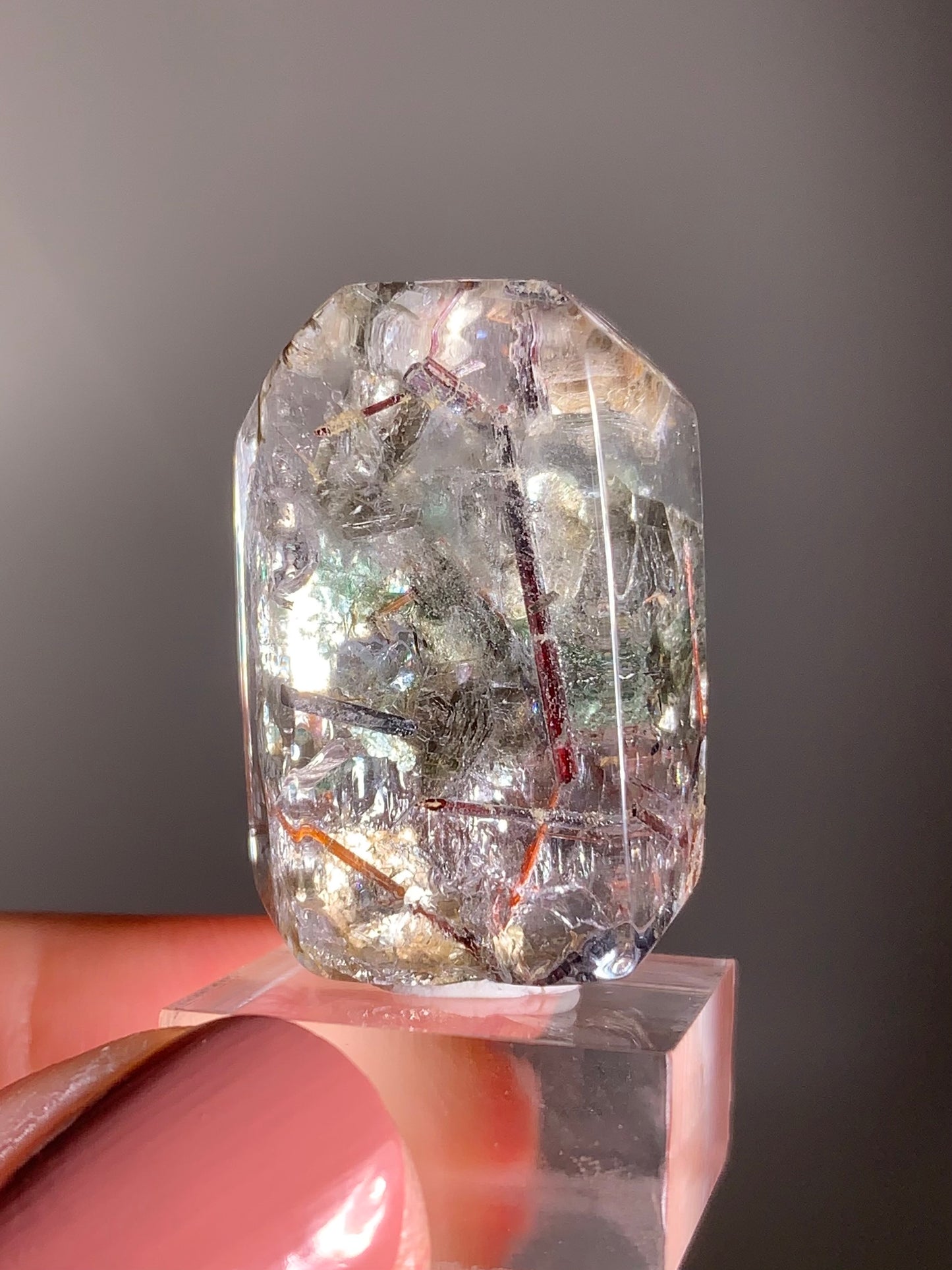 Madagascar Polished Red Copper Rutile with Shimmery Mica