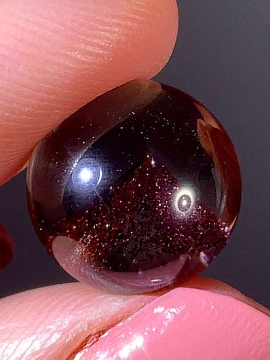 Collector’s Piece Rare Wine-Red Glittery Sand Hematite Phantom Quartz Sphere from Madagascar