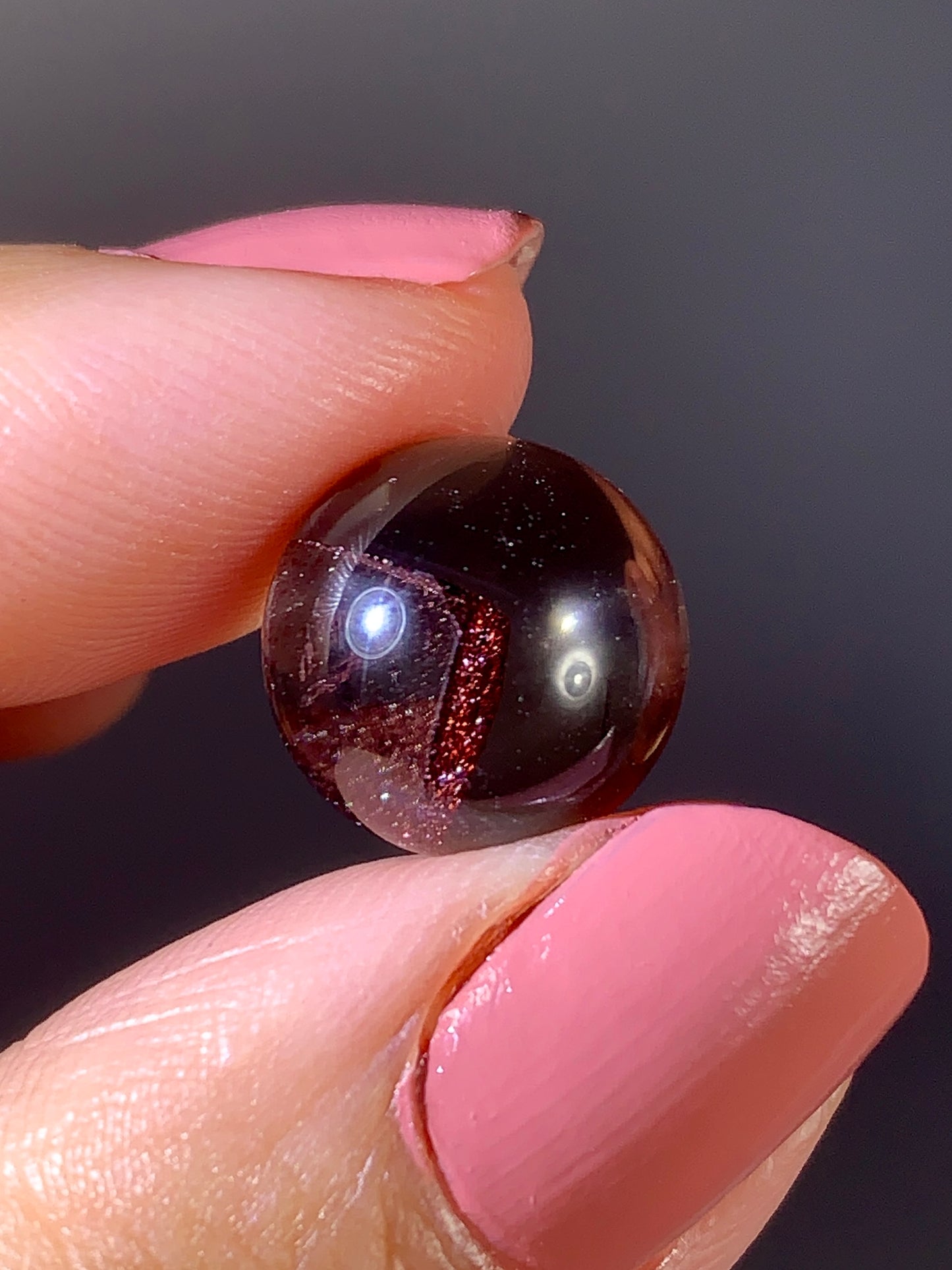 Collector’s Piece Rare Wine-Red Glittery Sand Hematite Phantom Quartz Sphere from Madagascar