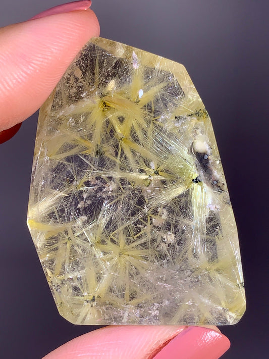 High-Quality Novo Horizonte Rutile on Hematite Polished Freeform from Brazil