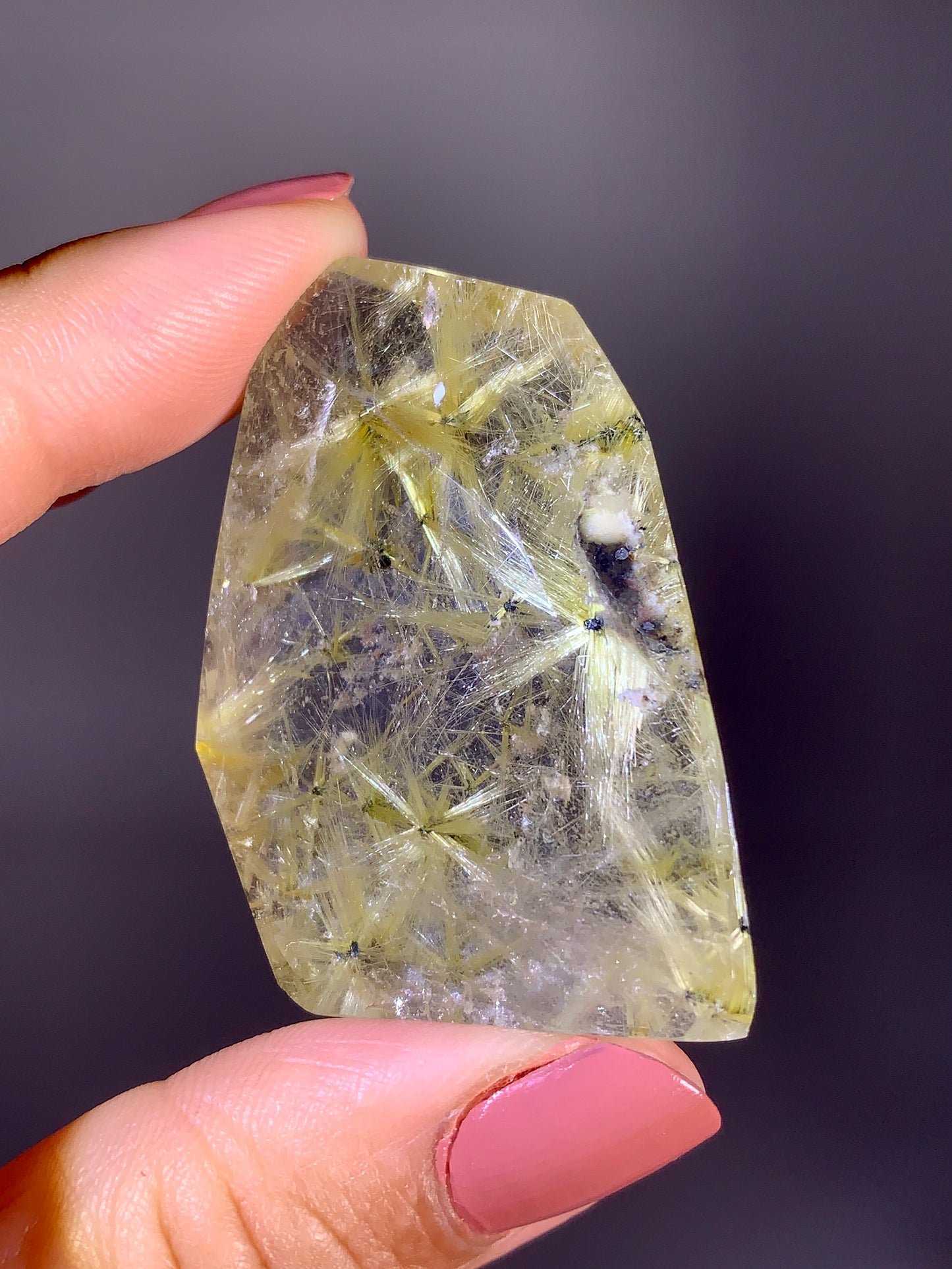High-Quality Novo Horizonte Rutile on Hematite Polished Freeform from Brazil