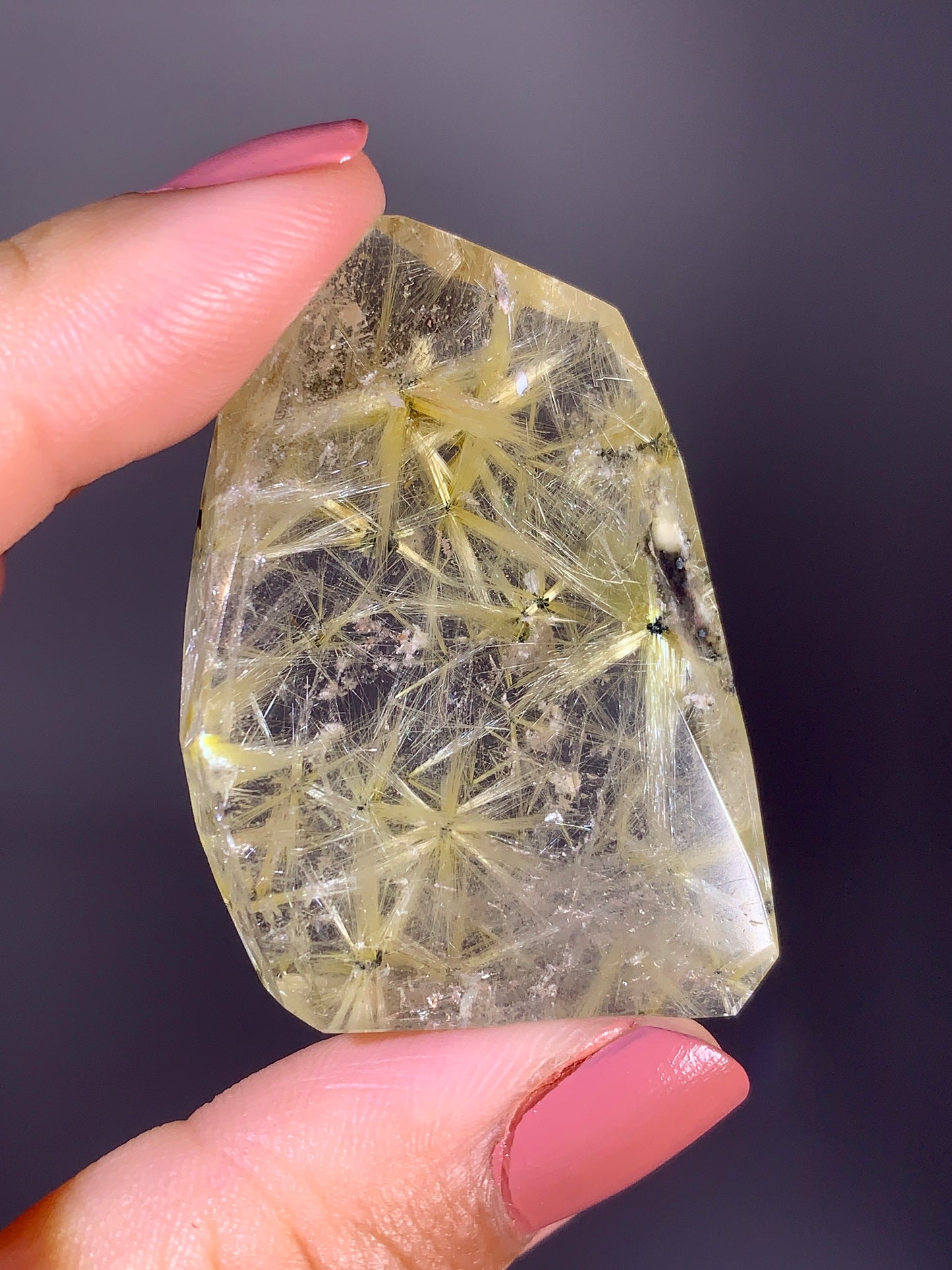 High-Quality Novo Horizonte Rutile on Hematite Polished Freeform from Brazil