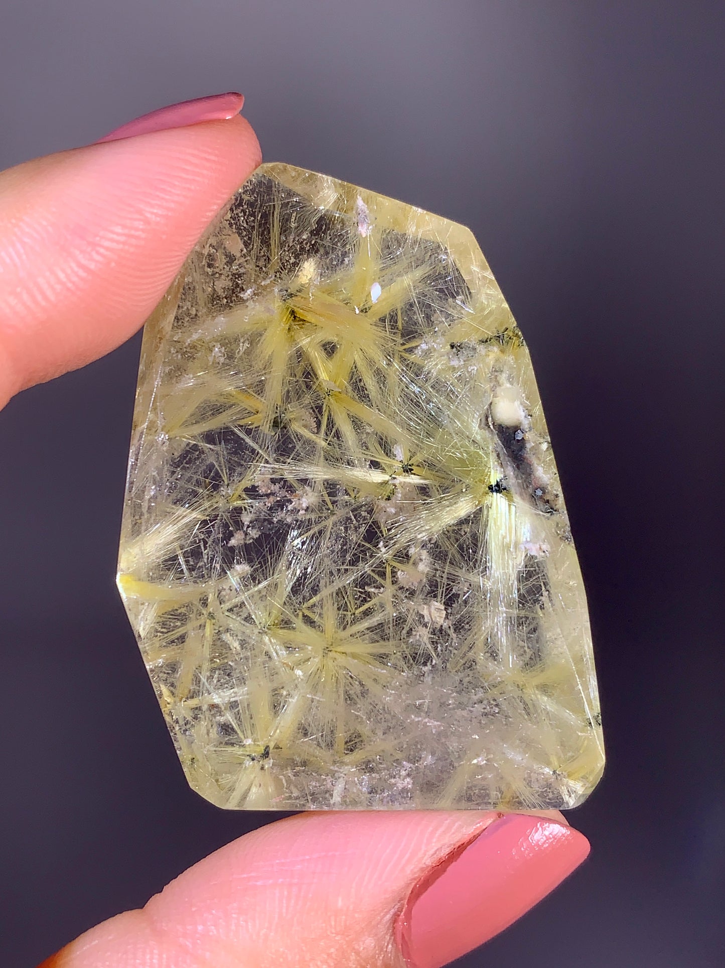 High-Quality Novo Horizonte Rutile on Hematite Polished Freeform from Brazil