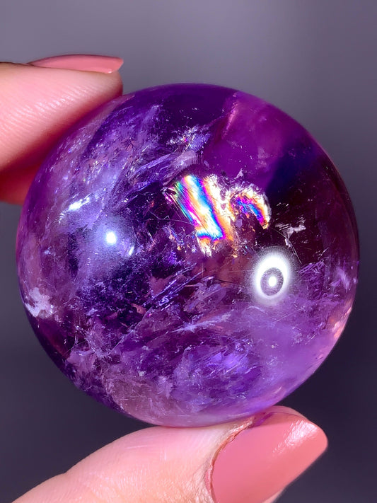 Amethyst Crystal Sphere with Natural Rainbow from Brazil