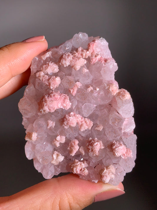 Pink Dolomite on Quartz with Pyrite Sprinkle