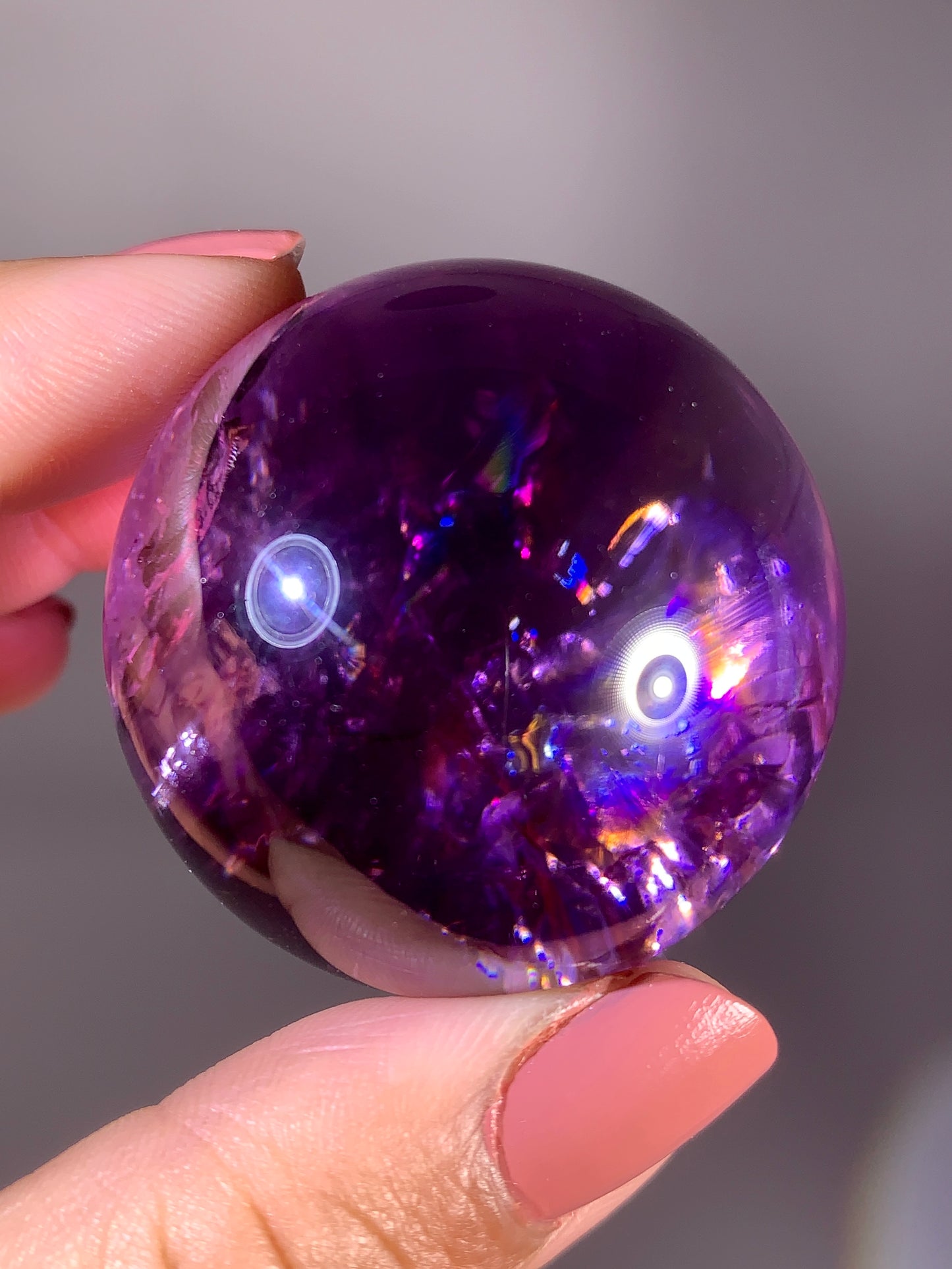 High-Quality Amethyst Crystal Sphere with Natural Rainbow from Brazil