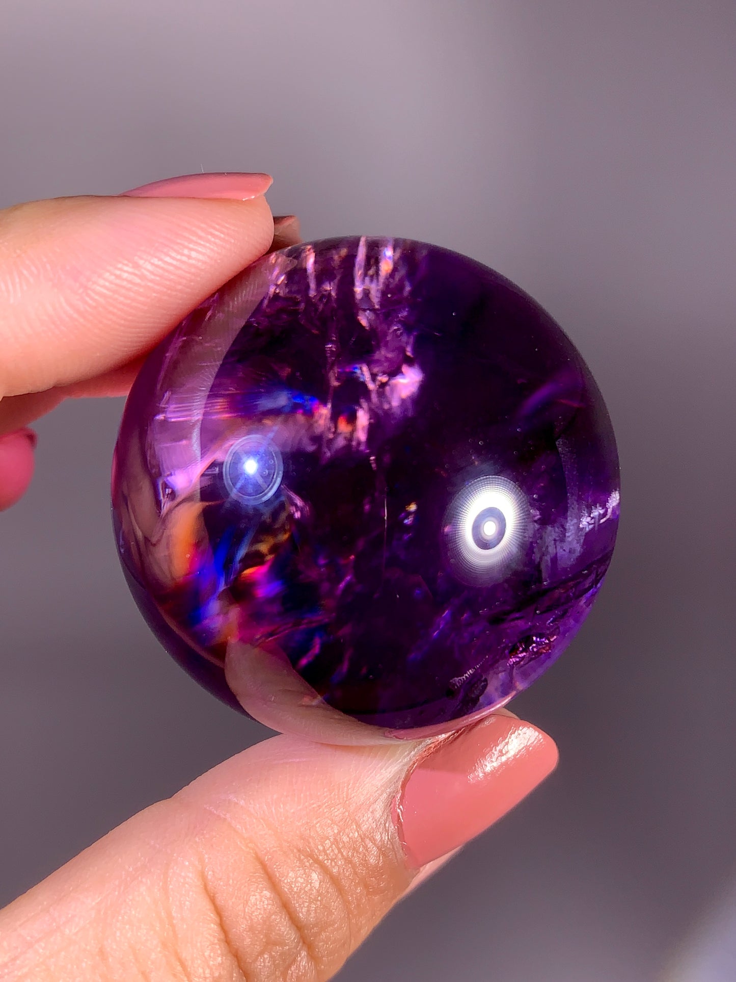High-Quality Amethyst Crystal Sphere with Natural Rainbow from Brazil