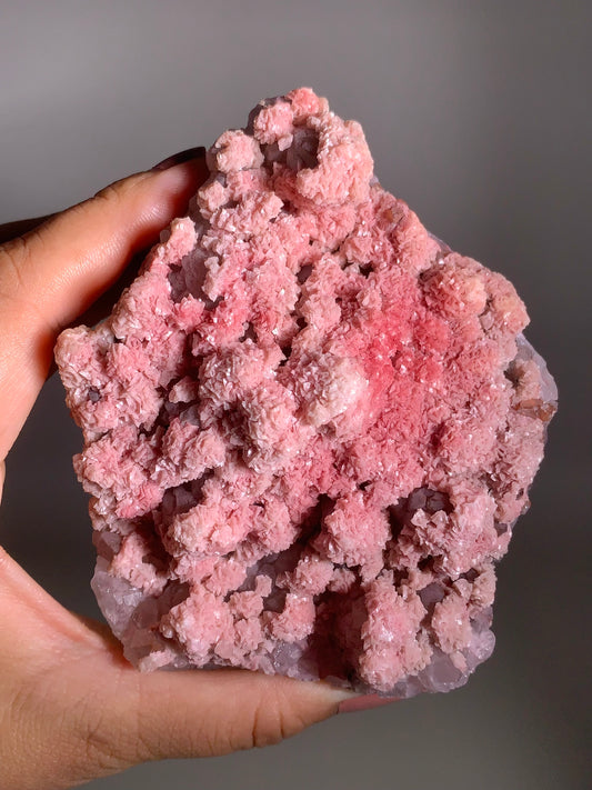 Pink Dolomite on Quartz with Pyrite Sprinkle