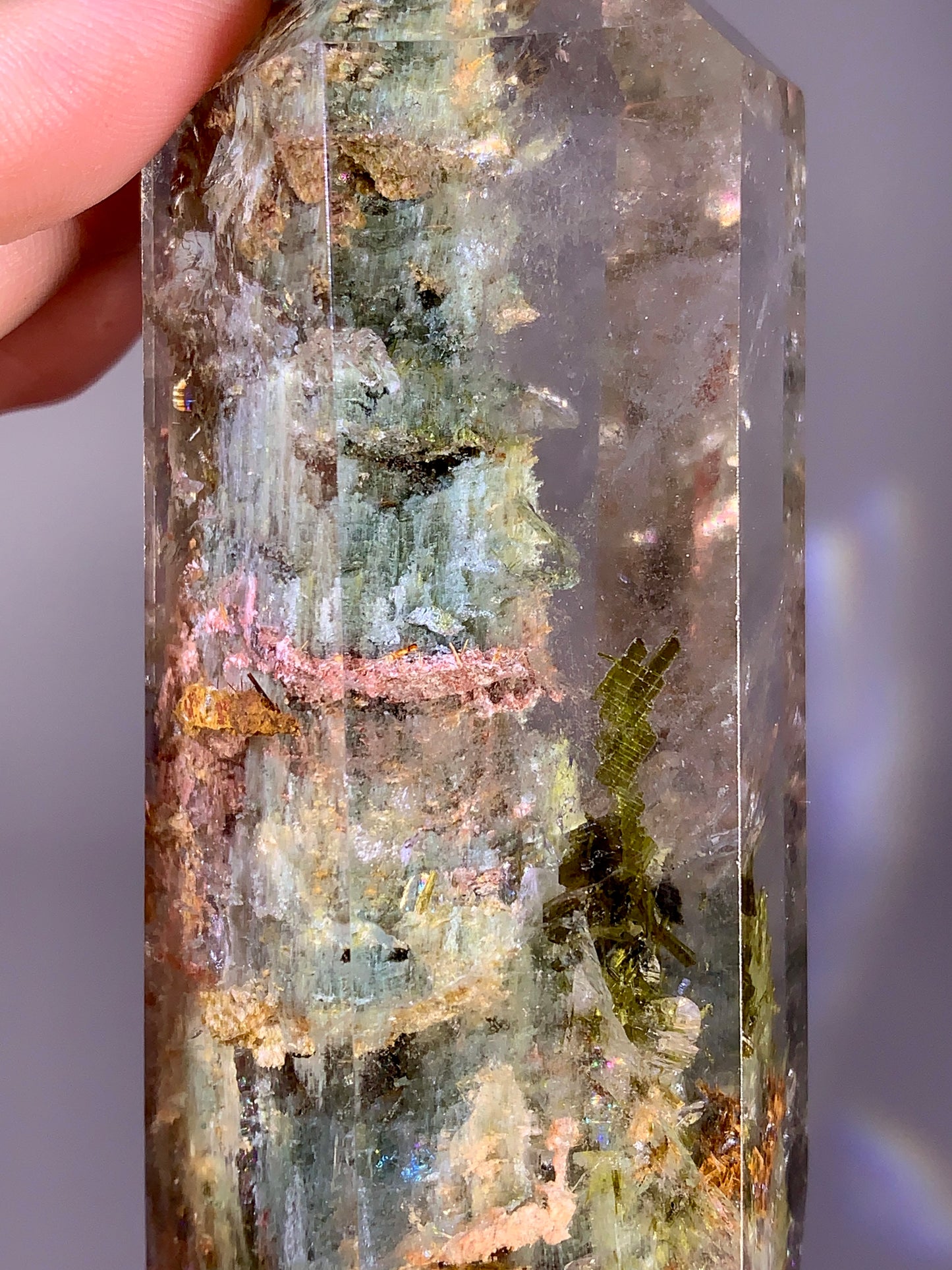 Collector’s Grade Large Colorful Garden Quartz Tower with Epidote and Tourmaline from Zambia
