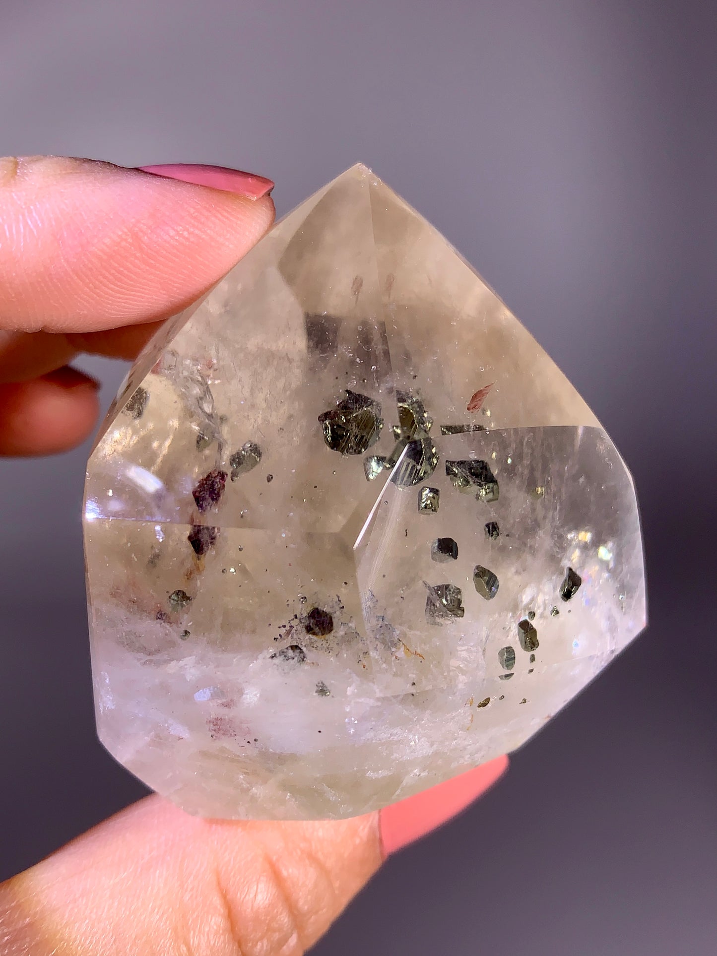 High-Quality Large Pyrite in Citrine Tower with Natural Rainbow from Brazil