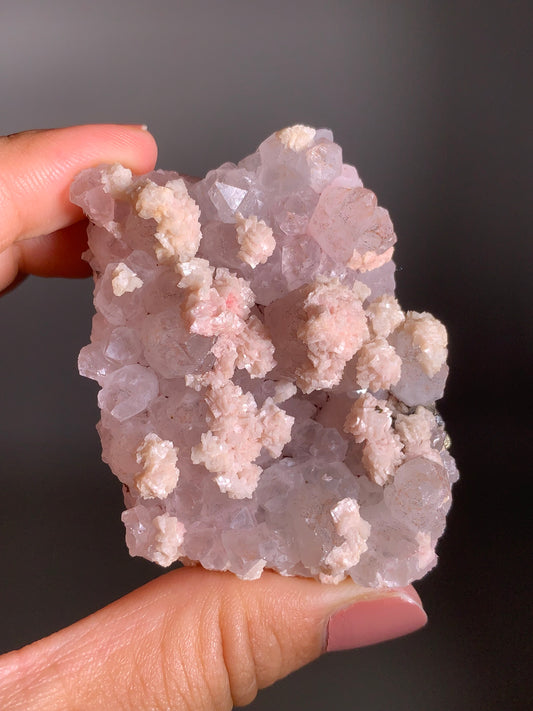 Pink Dolomite on Quartz with Pyrite Sprinkle